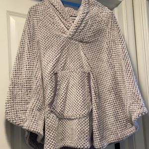 Fuzzy shawl with hood and front pocket. Worn only a handful of times!